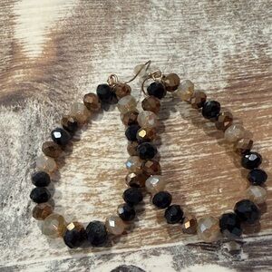 Elegant Black and Brown Beaded Earrings